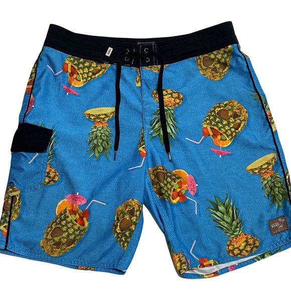 Vans Other - Vans Men's Pineapple Hawaiian Print Swim Board Shorts Size 32